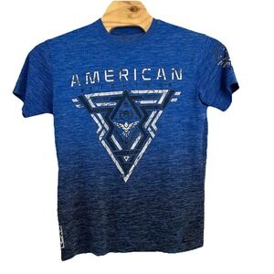 American Fighter‎ Men's Large Blue Performance Shirt 1974 Training Freedom
